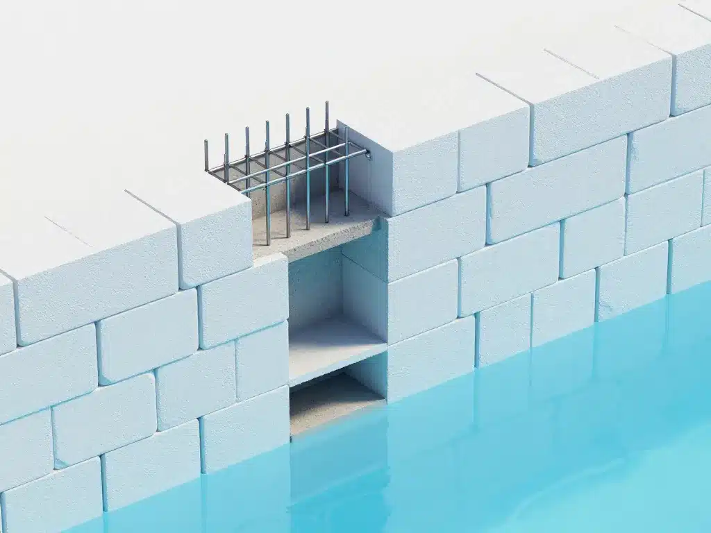 schéma bloc polystyrène piscine mur béton