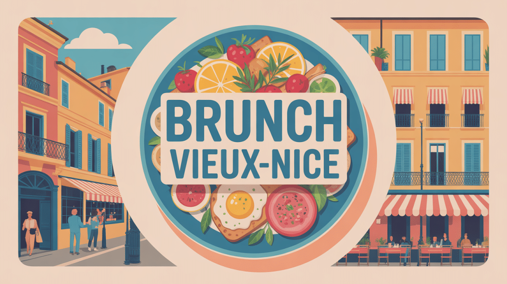 illustration brunch vieux nice ruelles et assiette méditerranéenne