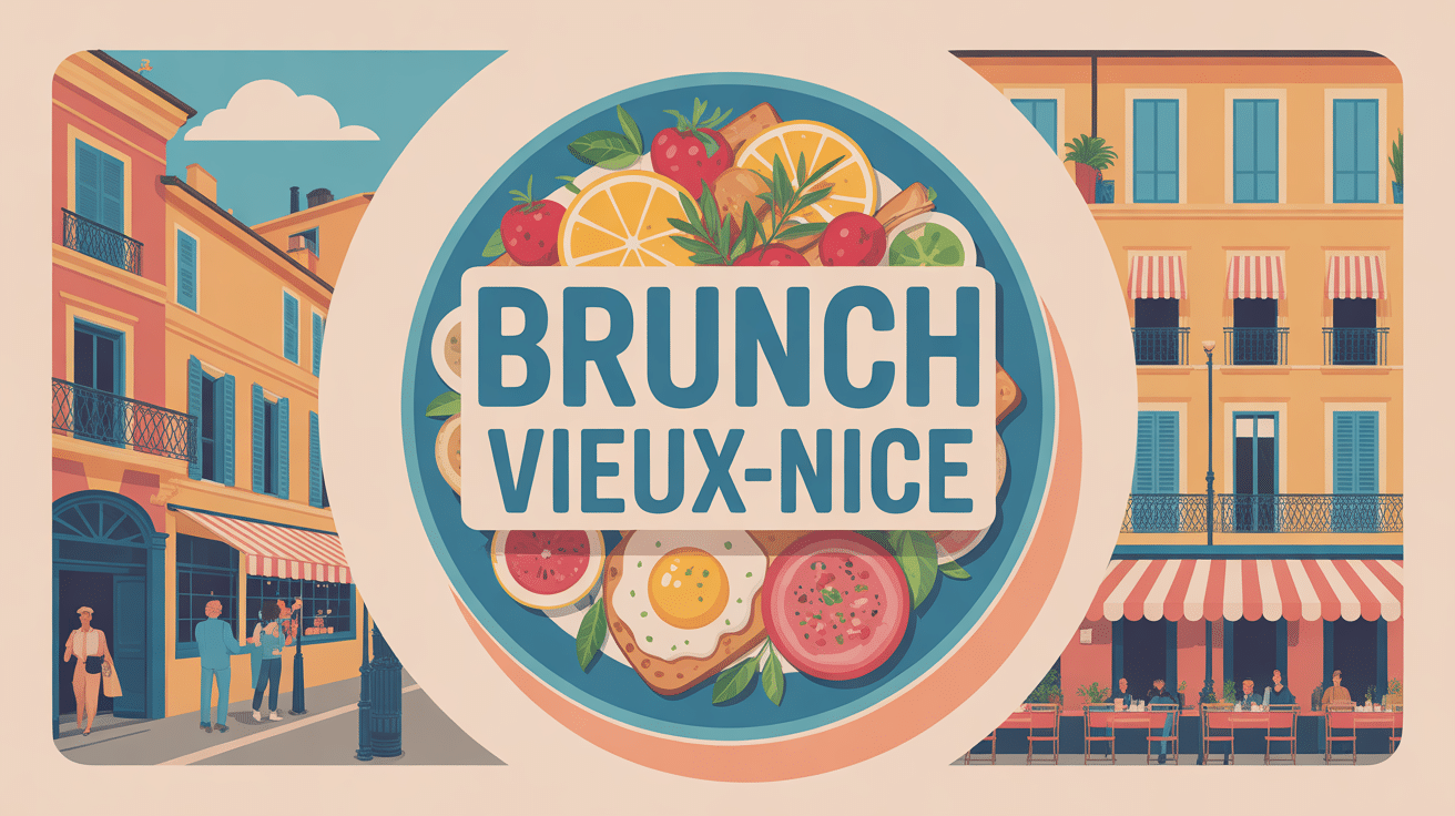 illustration brunch vieux nice ruelles et assiette méditerranéenne