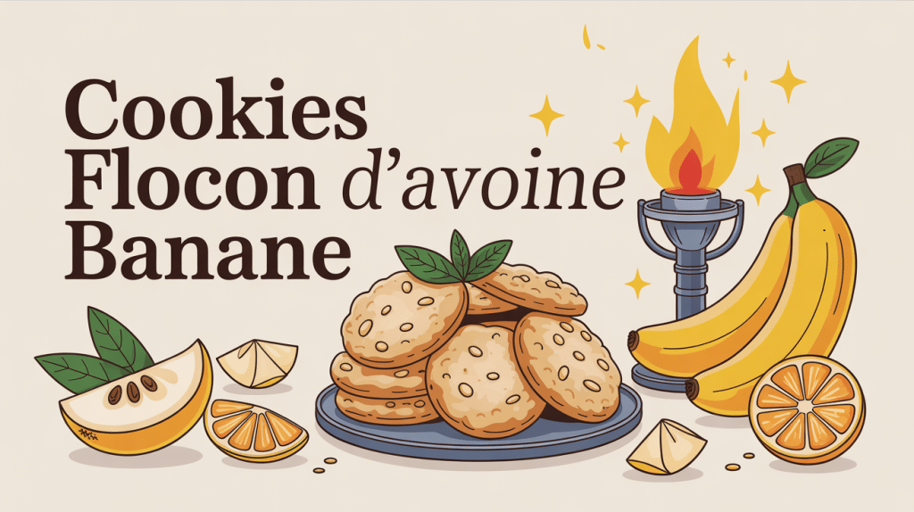 illustration cookies flocon d avoine banane ambiance cosy