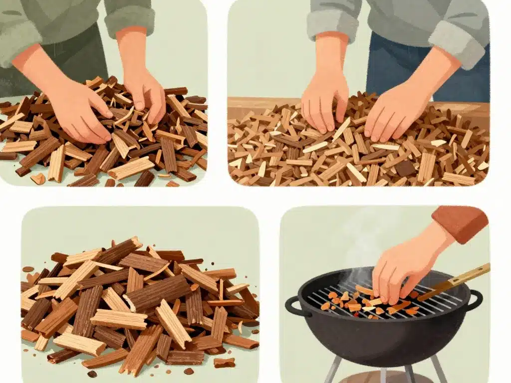 illustration choix copeaux de bois pour jardin litière barbecue