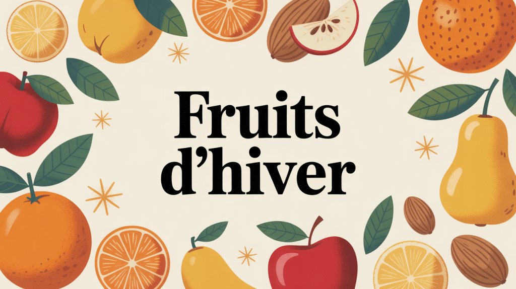 illustration fruits d'hivers variés ambiance hivernale