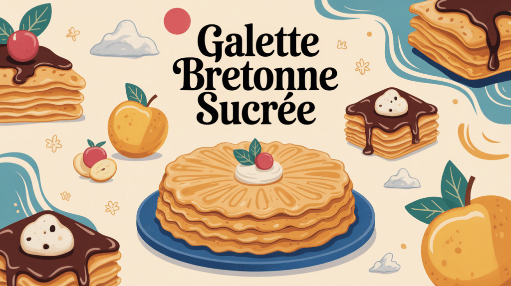 galette bretonne sucrée biscuit et crêpes illustration