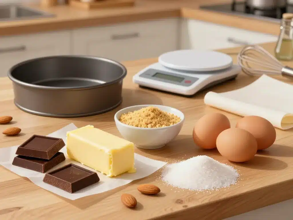 ingrédients et matériel pour gâteau reine de saba mercotte