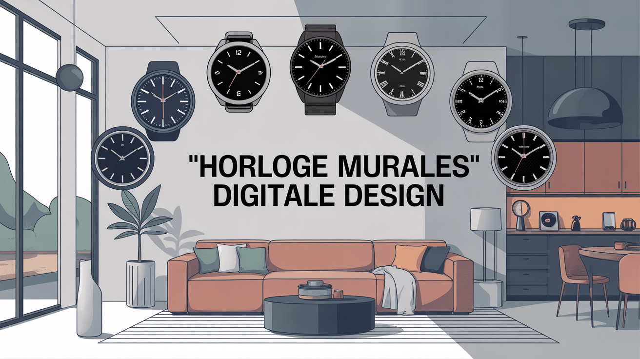 horloge murale digitale design sur mur moderne