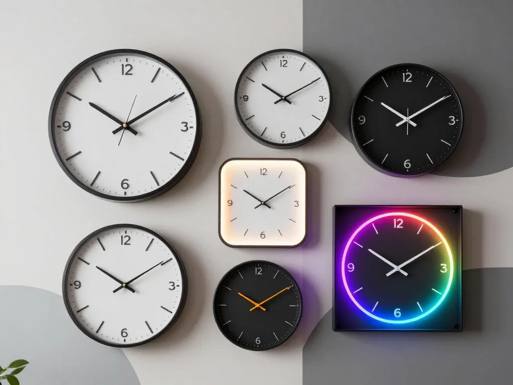 types d’horloge murale digitale design sur mur