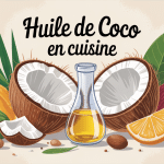 huile de coco cuisine avec ingrédients exotiques