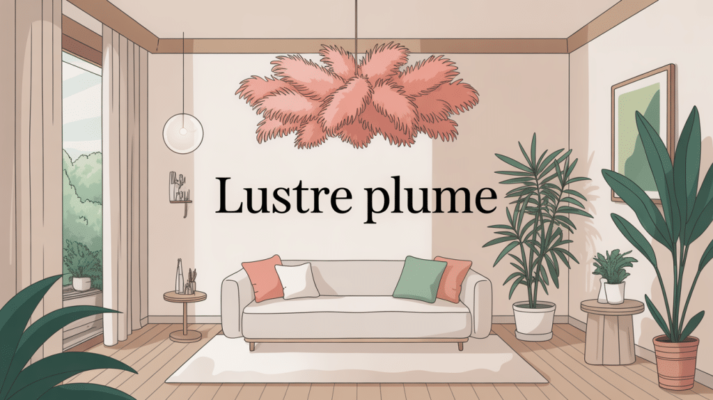 lustre plume déco cocooning salon lumineux