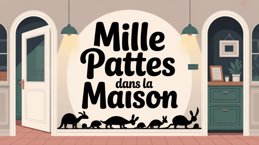 illustration mille pattes dans la maison couloir stylisé