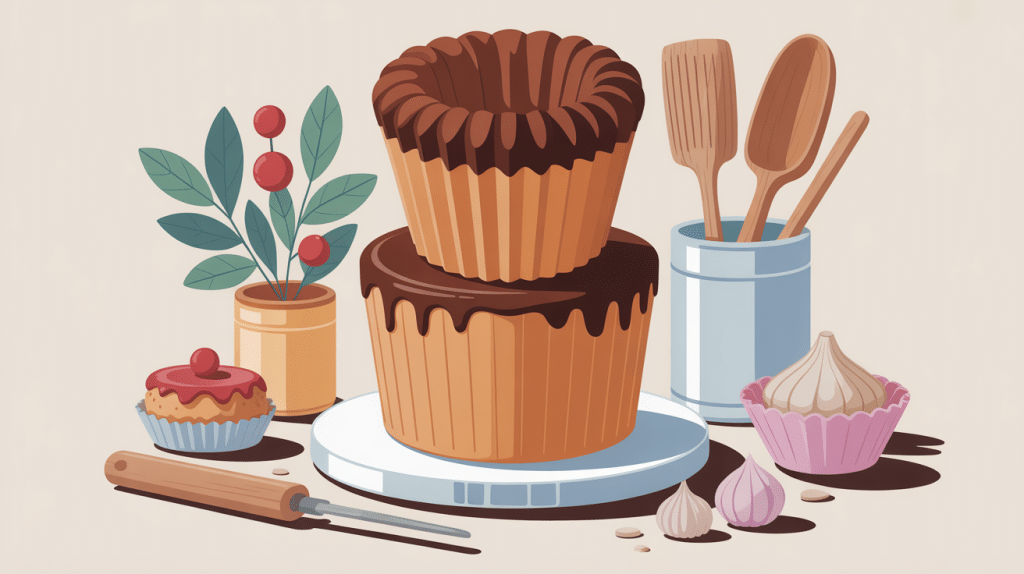 illustration moderne moule charnière et gâteau