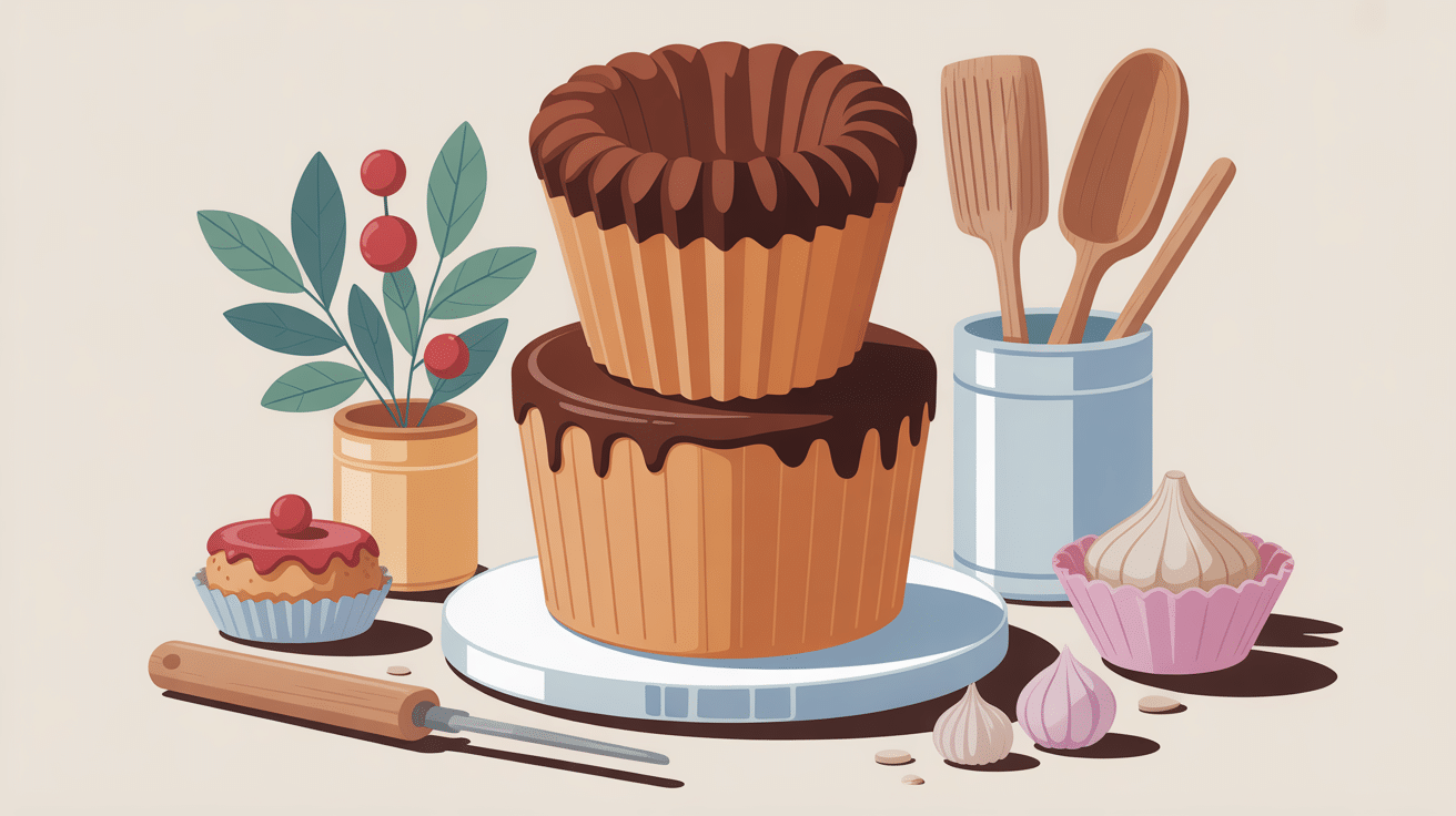 illustration moderne moule charnière et gâteau