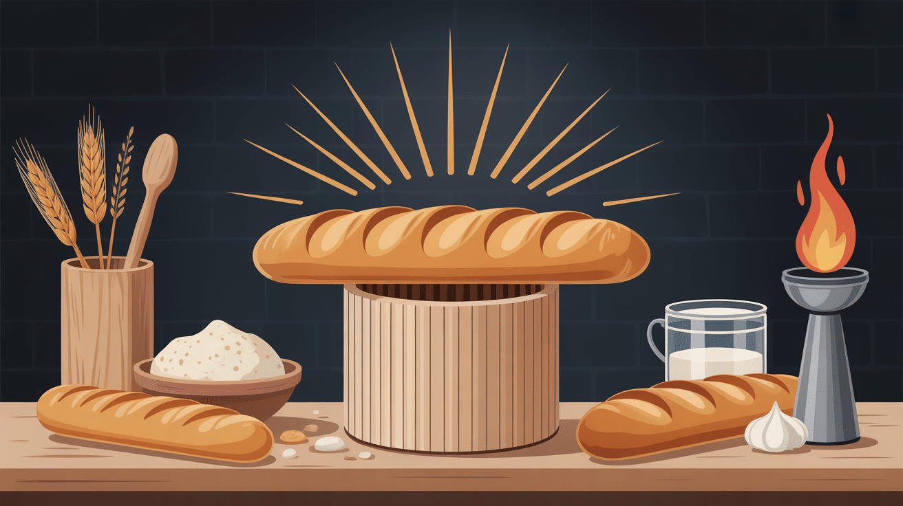 illustration moule pour baguettes dorées cuisine