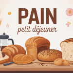 illustration pain pour petit déjeuner sain sur table avec fruits