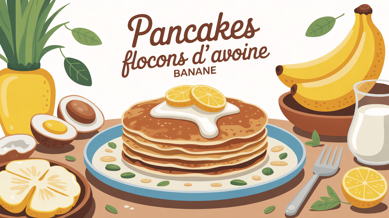 pancake flocon d avoine banane regime sur assiette saine