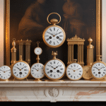 illustration pendule horloge ancienne styles Louis XV Empire Art déco sur cheminée