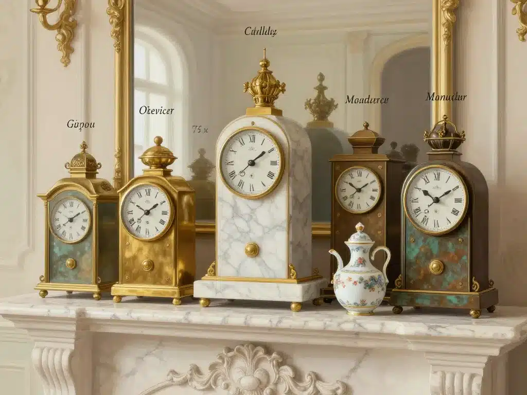 pendule horloge ancienne bronze marbre mécanisme sur manteau