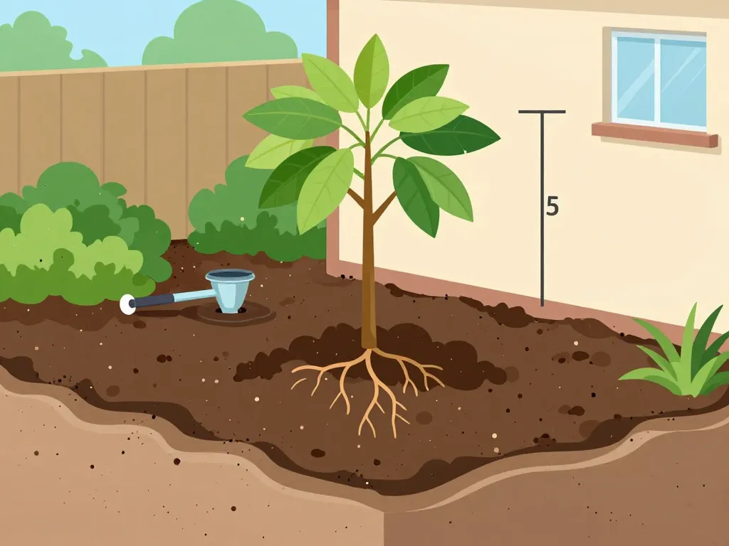 Schéma plantation catalpa jeune arbre sol arrosage