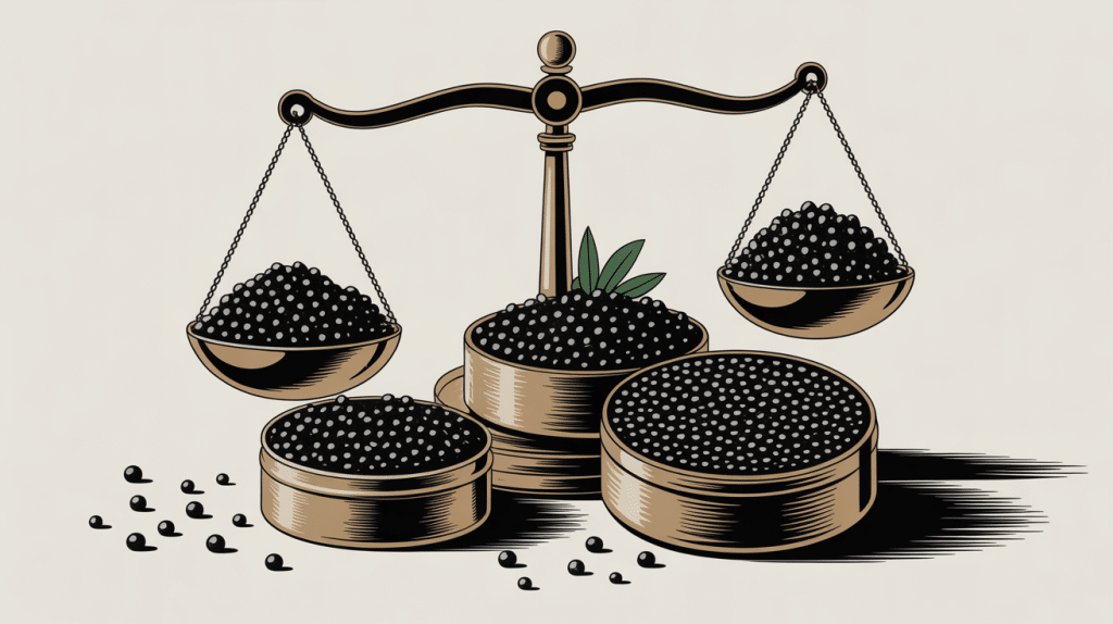 illustration prix du caviar au kilo boîtes balance luxe