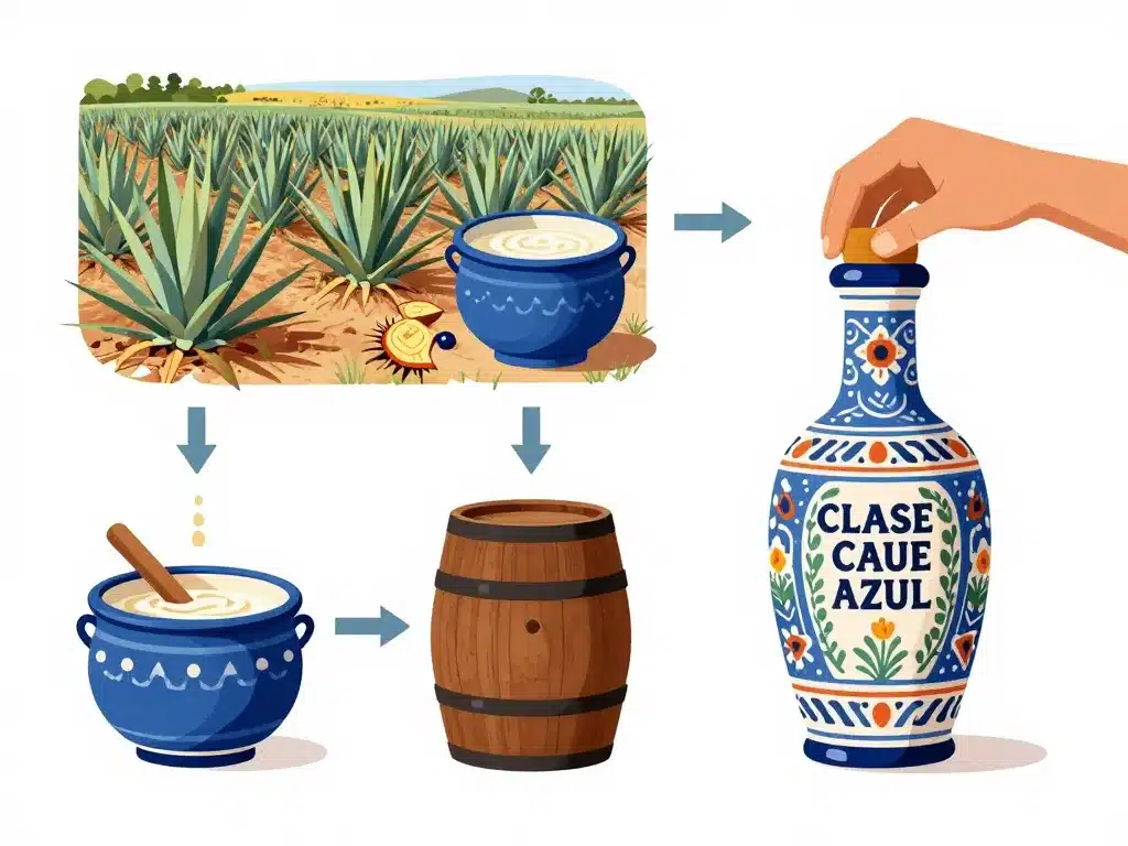 diagramme étapes tequila clase azul agave artisanal