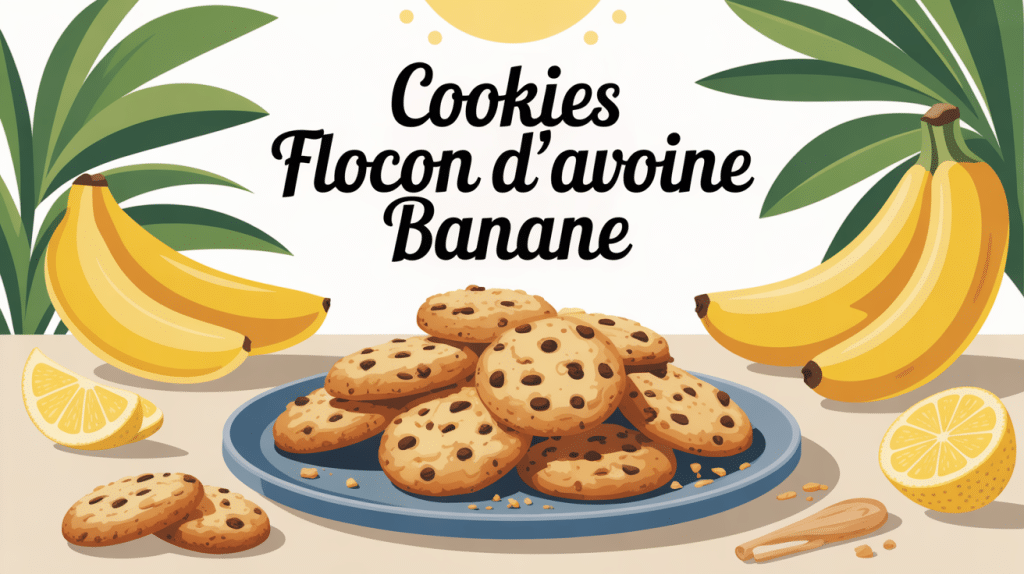 Recette cookies flocon d'avoine banane, table petit-déjeuner, bananes et avoine