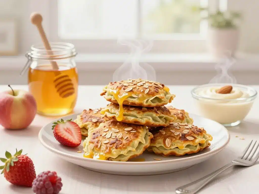 galettes au flocon d'avoine sucrées petit-déjeuner fruits