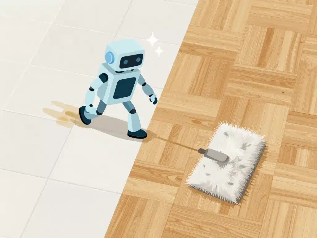 Roomba Combo i5+ montre efficacité sur carrelage parquet et poils d’animaux