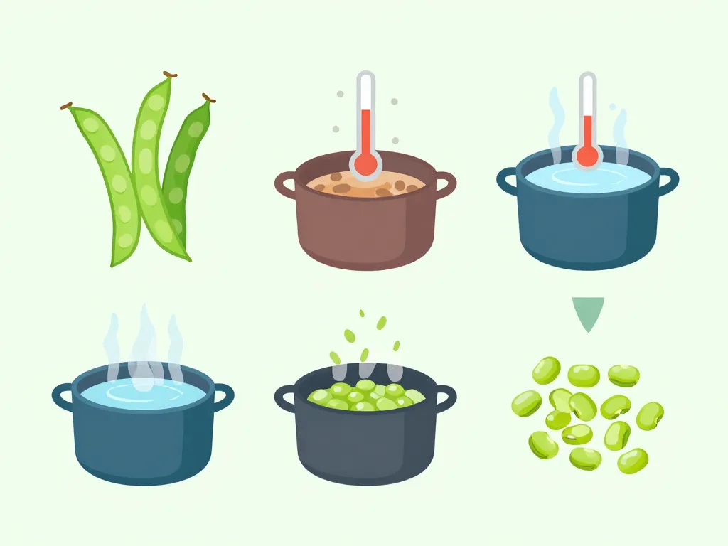 diagramme temps de cuisson des feves à l'eau frais secs surgelés