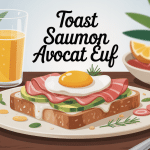 Illustration toast saumon avocat oeuf ambiance brunch
