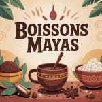 Illustration boisson maya ambiance ancestrale cacao maïs épices