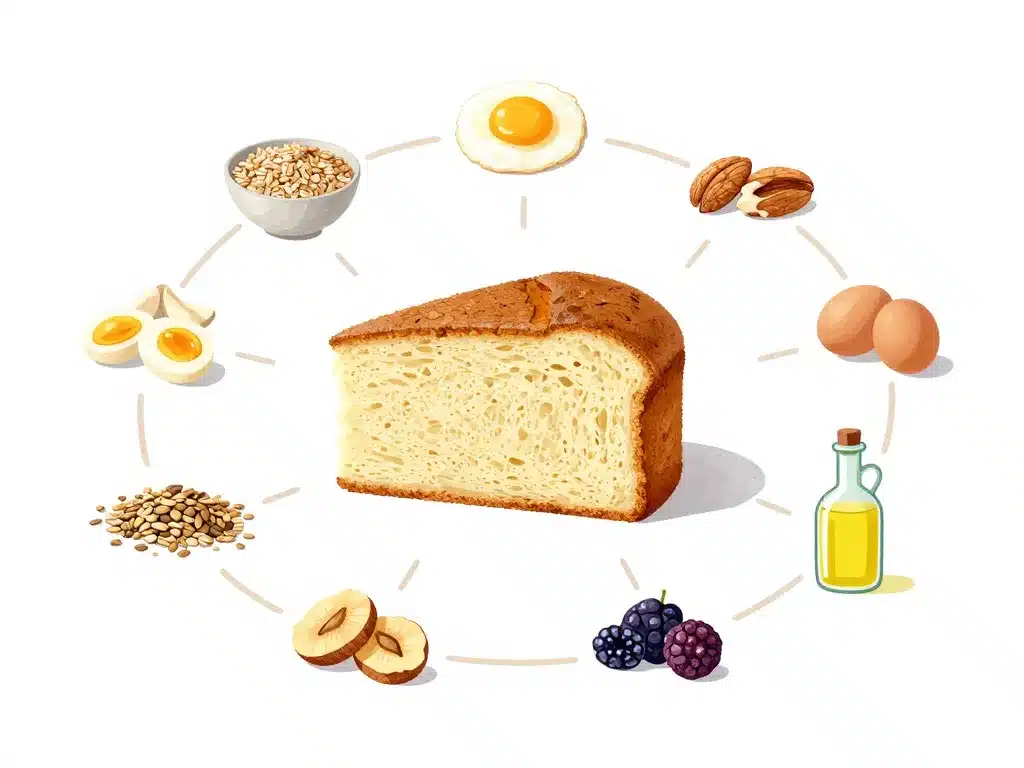 anatomie cake petit déjeuner sain farines complètes œufs fruits oléagineux