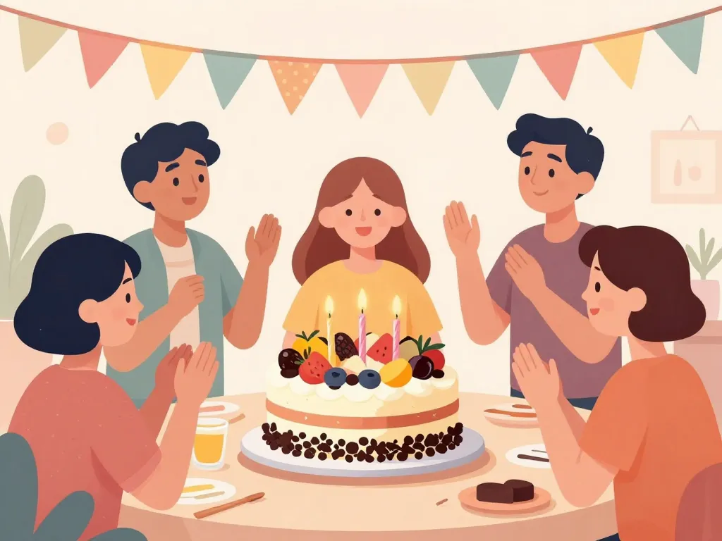 décoration gâteau anniversaire pour diabétique avec fruits et ambiance joyeuse