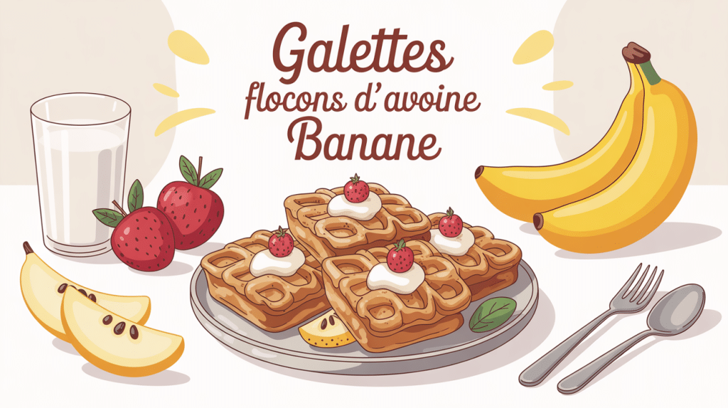 Galettes flocons d'avoine banane avec fruits frais et lait