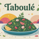 Origine du taboulé en illustration levante, pleine d'herbes fraîches