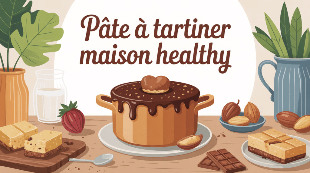 image de pâte à tartiner maison healthy sur table avec noisettes et amandes