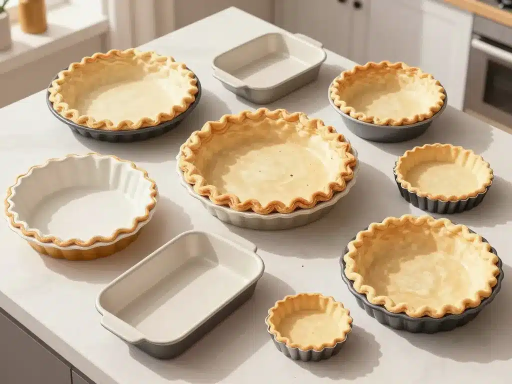 plats à tarte de différentes tailles et formes sur table