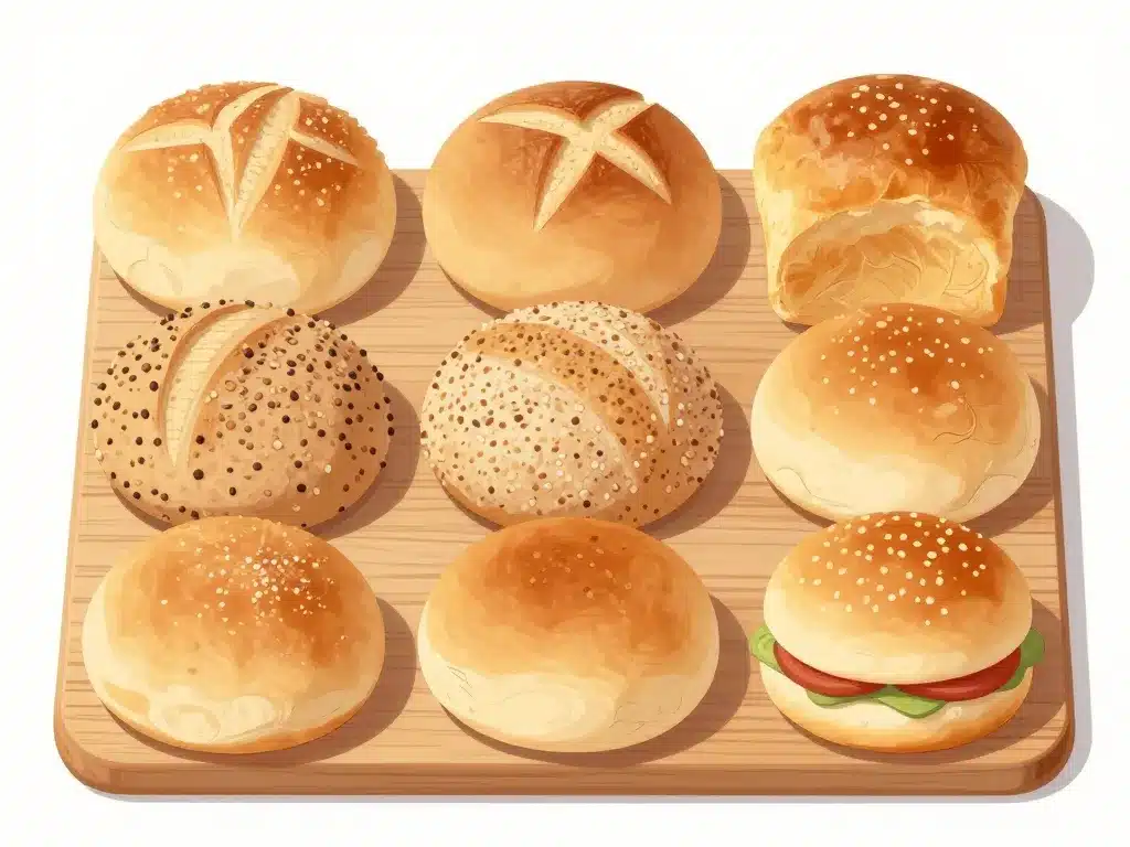 Poids d un petit pain différents types sur planche