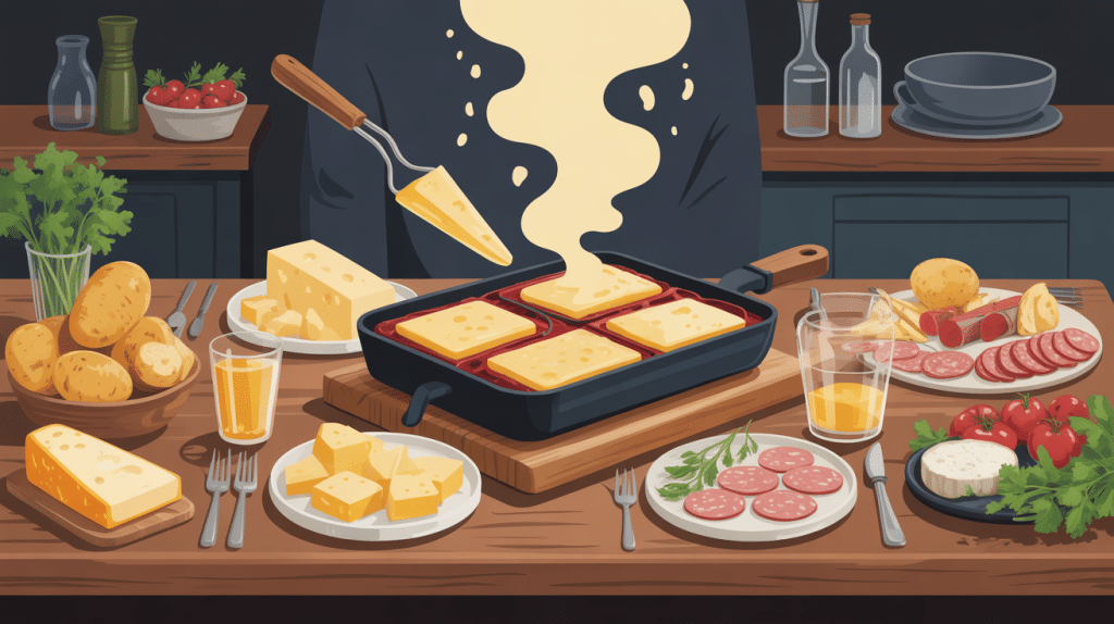 raclette combien par personne illustration tablée conviviale