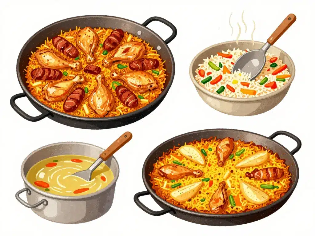 Étapes recette paella poulet et chorizo en images