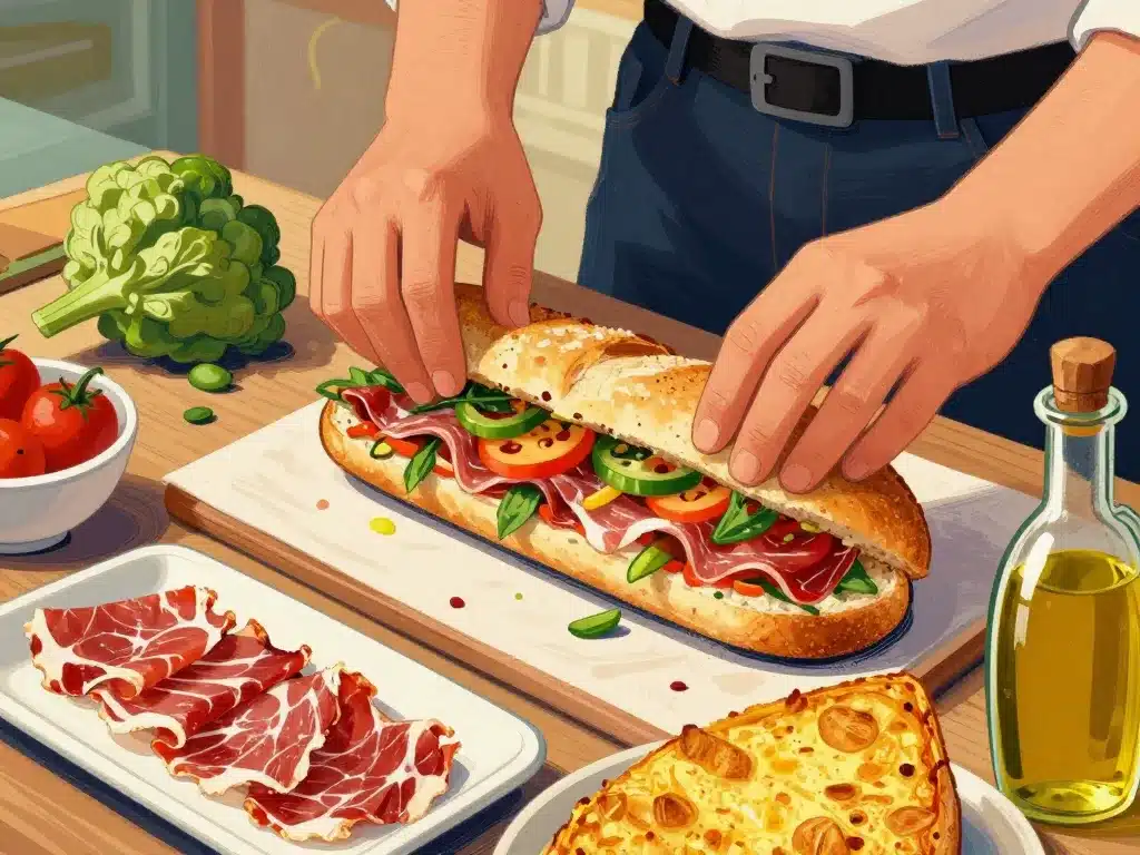 Préparation sandwich espagnol à la maison