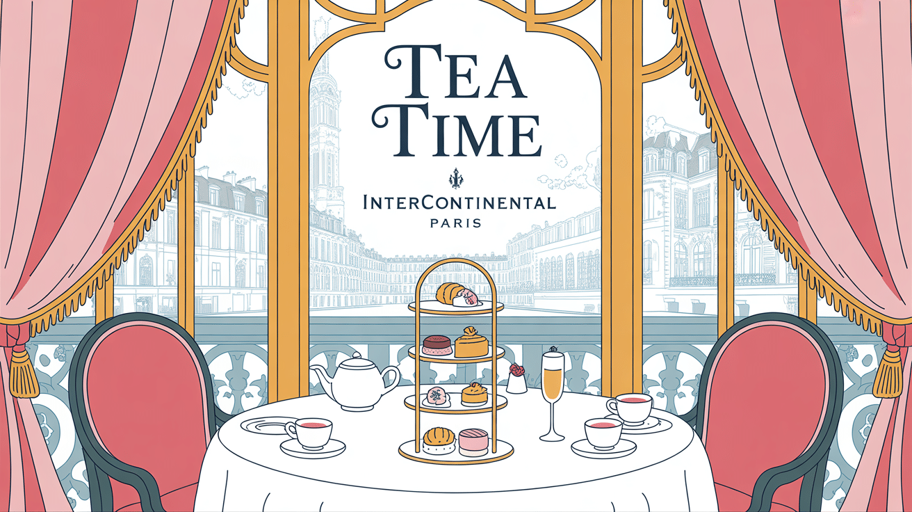 Illustration du tea time Intercontinental Paris sous verrière décorée