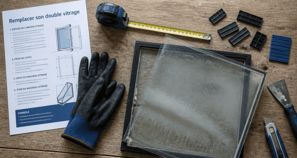 Changer un double vitrage outils sur plan de travail