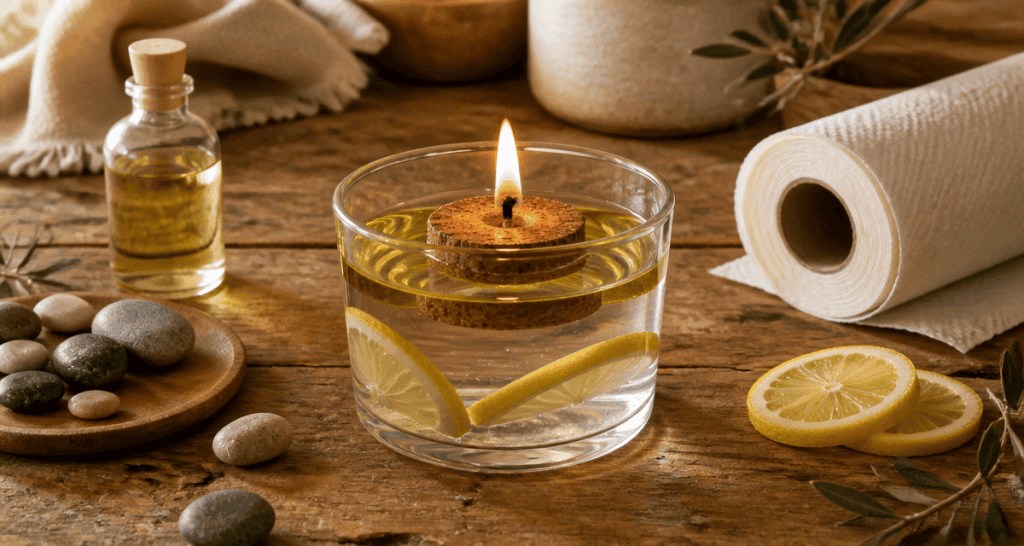 comment faire une bougie sans cire photophore eau huile