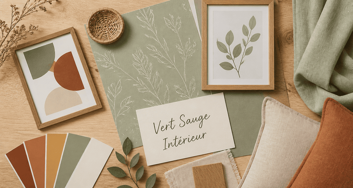 Decoration murale vert sauge, matières naturelles, formats variés