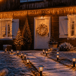 decoration noel exterieur avec guirlandes et renne lumineux