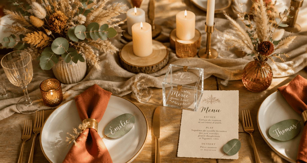decos de mariage table bohème chic