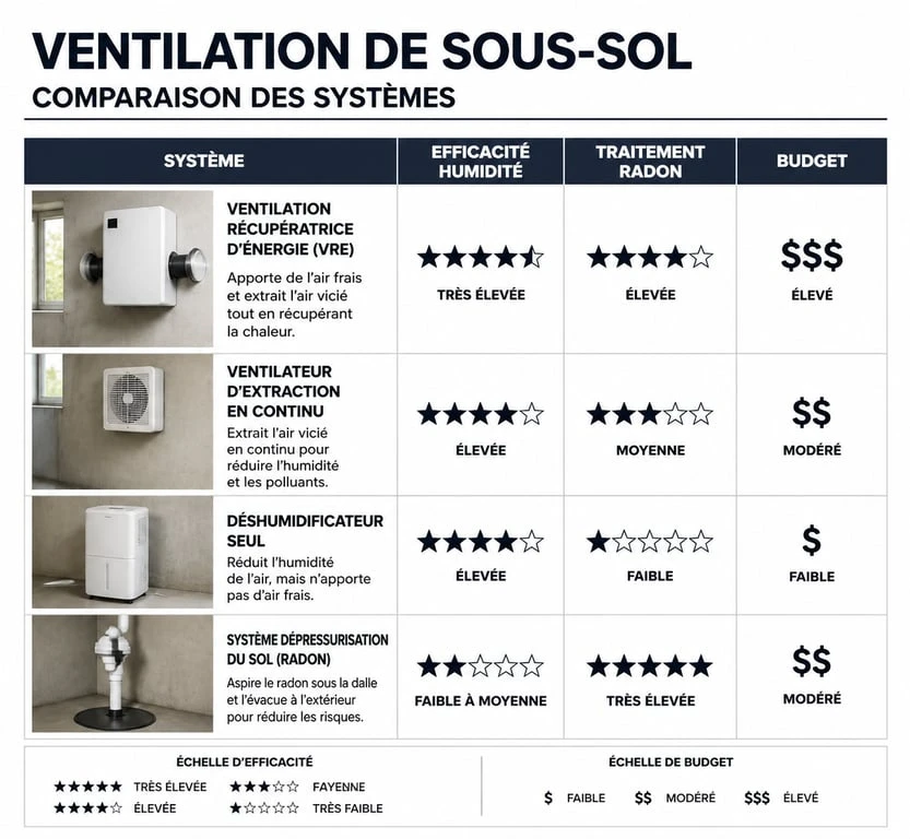 Comparatif des systèmes de ventilation mécanique pour sous-sol : extracteur, VMC, VMI