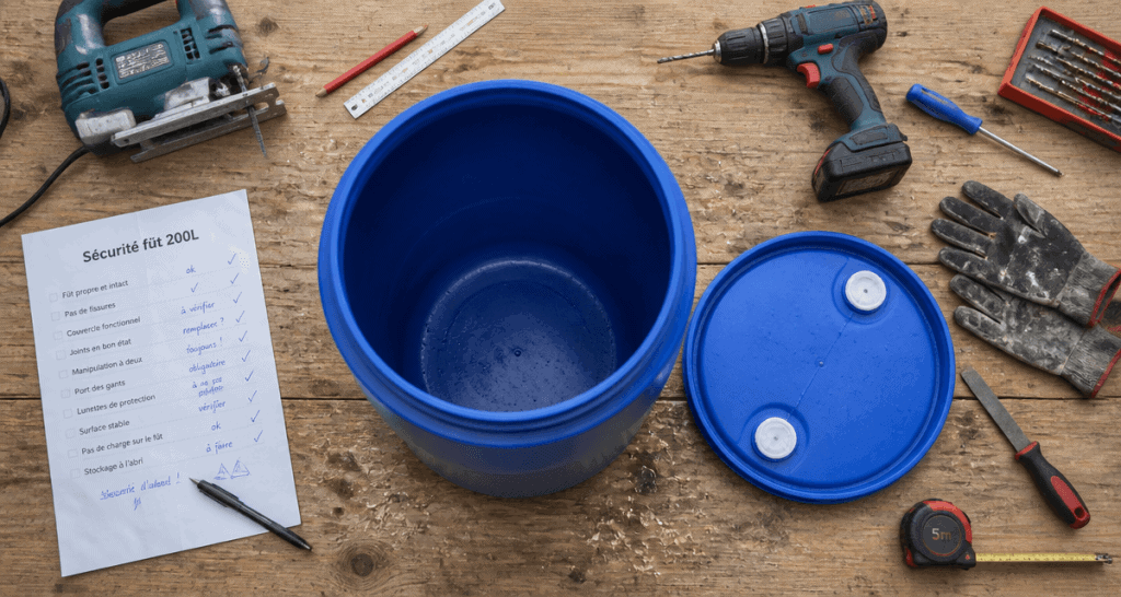 fut de 200 litres gratuit sur plan de travail atelier