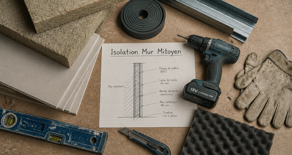 isoler phoniquement un mur mitoyen matériaux et outils