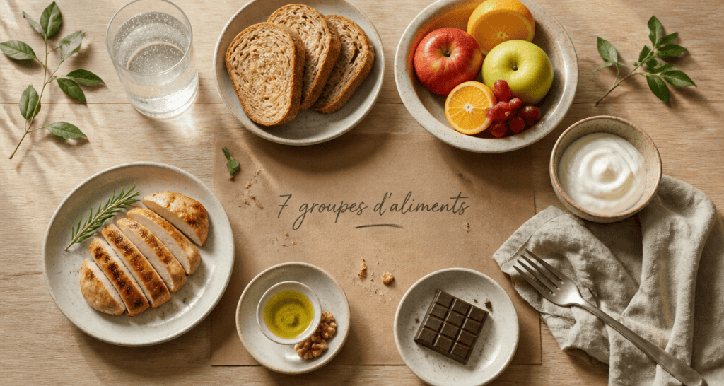 les 7 groupes d aliments tableau sur table