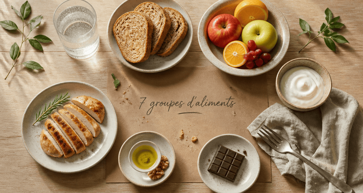les 7 groupes d aliments tableau sur table